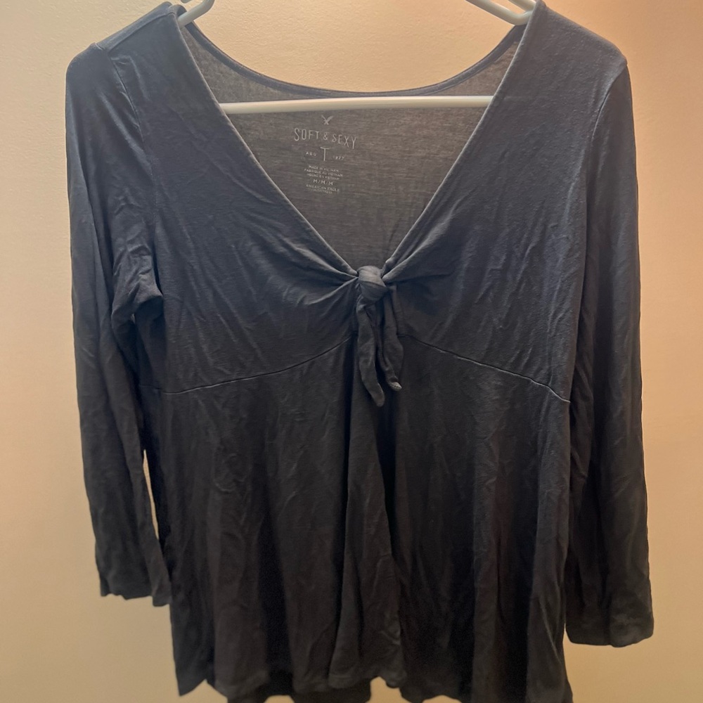 American Eagle Grey Knot Top